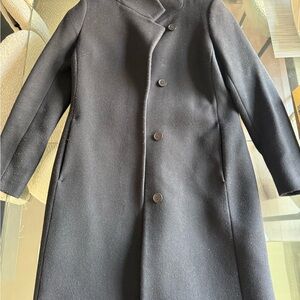 Reiss Navy Single-Breasted Wool Pea Coat